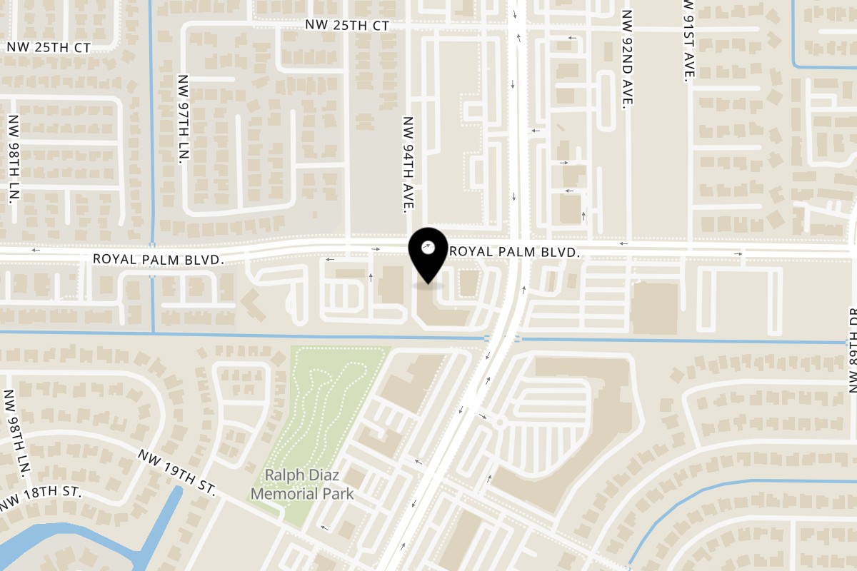 Map showing the location of Jalsa Indian Modern Kitchen Coral Springs on 2238 N University Dr in Coral Springs
